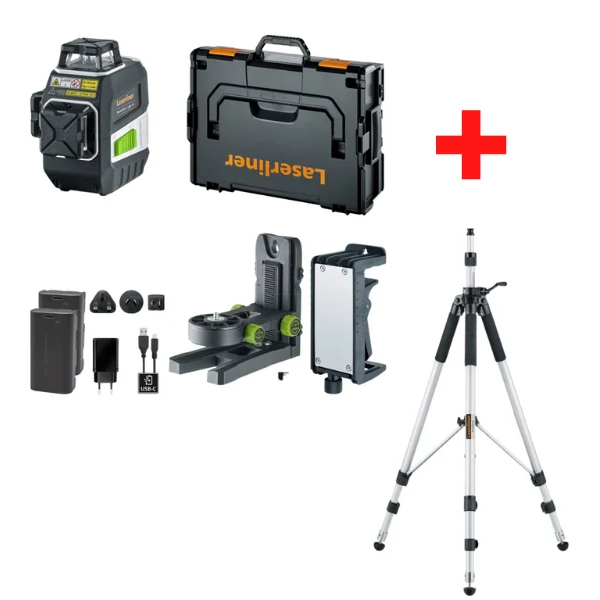 MasterPlane-Laser 3G Pro 360° à laser vert 3D 360°+ trépied 300 cm+ 2x Accu li-ion