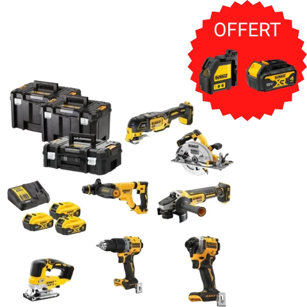 Kit 7 outils XR 18 V Brushless nouvelle génération + Laser DW088K-XJ offert + batterie offerte après enregistrement