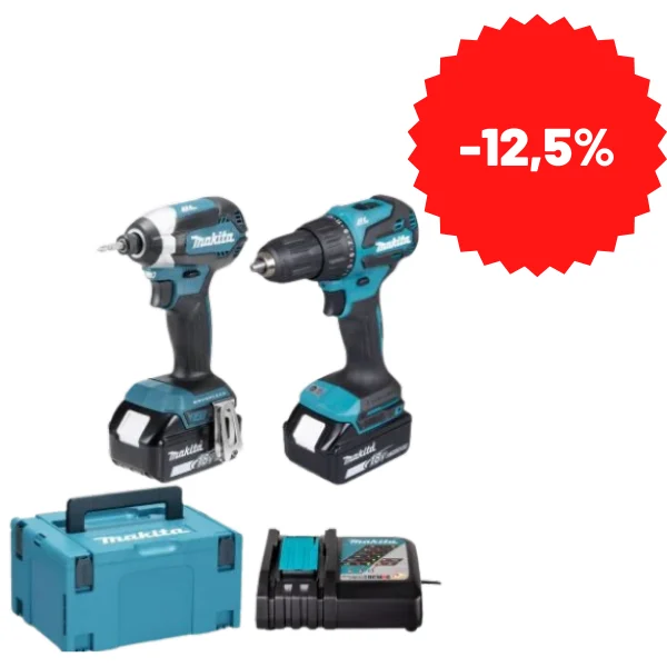 Makita DLX2537TJ – Kit Combo 18 V LXT (DHP490 + DTD153 + 2×5 Ah + Chargeur + Makpac)
